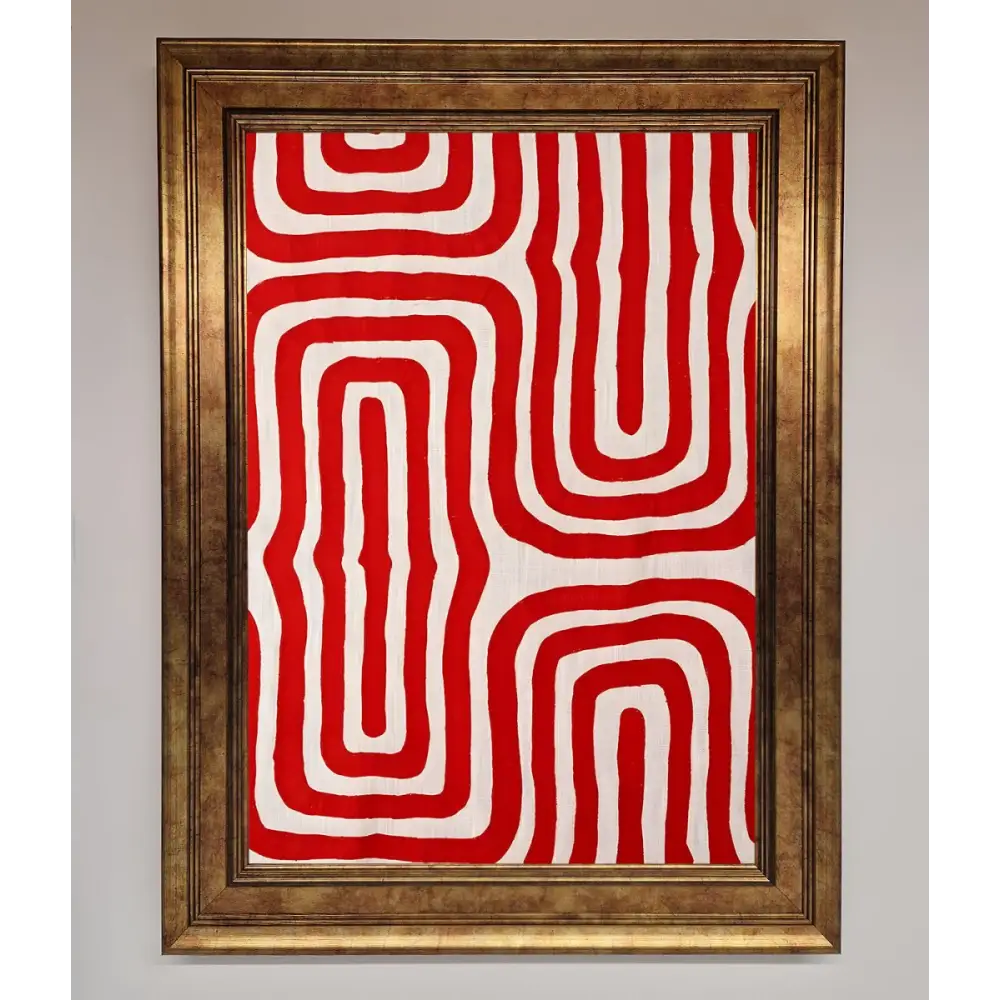 Red Waves Abstract Art Framed Poster - B0 (100 x 141 cm) / Bronze - Framed Print