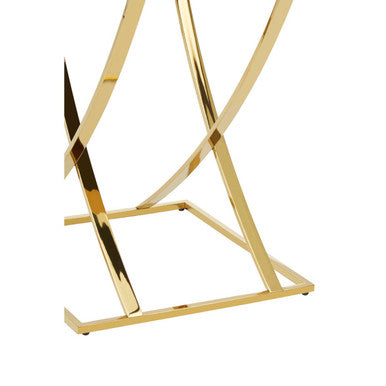 Reena gold finish side table leg with sleek gold finish metal bars in a modern geometric design