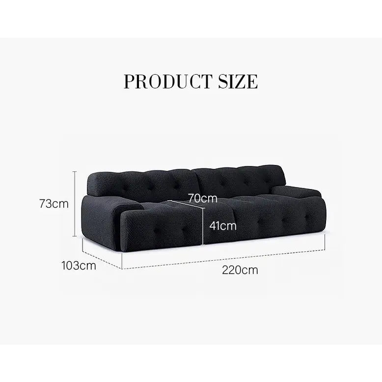 Reese Two Seater Sofa Three Seater Sofa Four Seater Sofa 3D Knitted Fabric - 220cm / Black - sofa