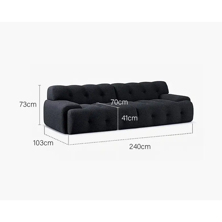 Reese Two Seater Sofa Three Seater Sofa Four Seater Sofa 3D Knitted Fabric - 240cm / Black - sofa