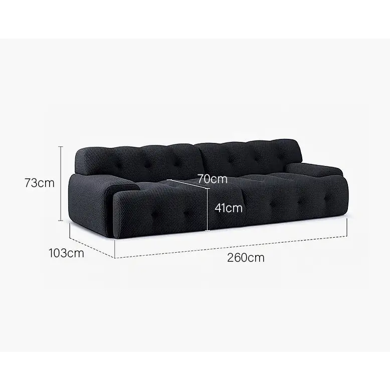 Reese Two Seater Sofa Three Seater Sofa Four Seater Sofa 3D Knitted Fabric - 260cm / Black - sofa