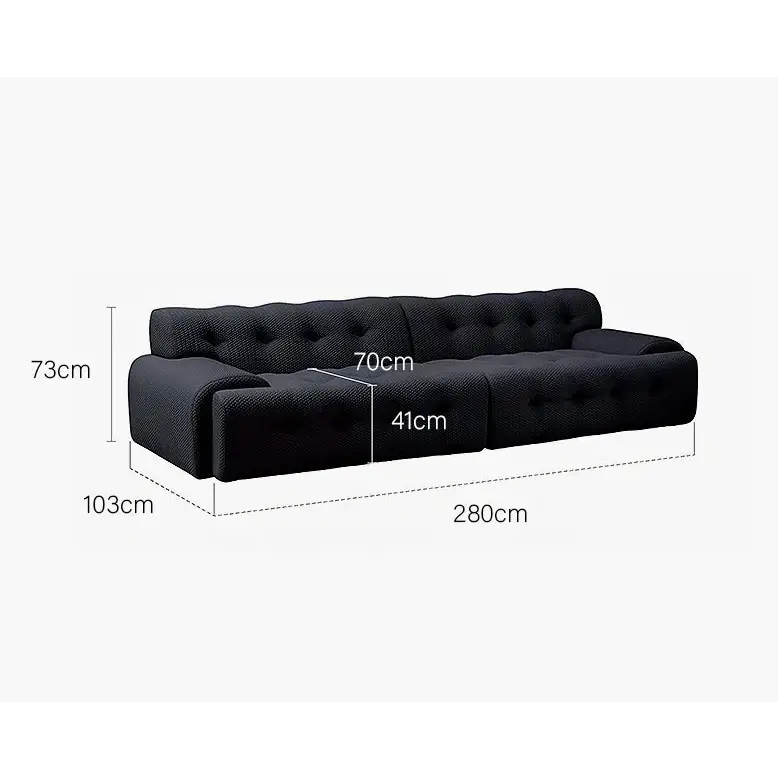 Reese Two Seater Sofa Three Seater Sofa Four Seater Sofa 3D Knitted Fabric - 280cm / Black - sofa