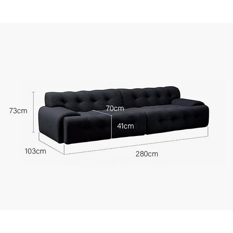 Reese Two Seater Sofa Three Seater Sofa Four Seater Sofa 3D Knitted Fabric - 280cm / Black - sofa