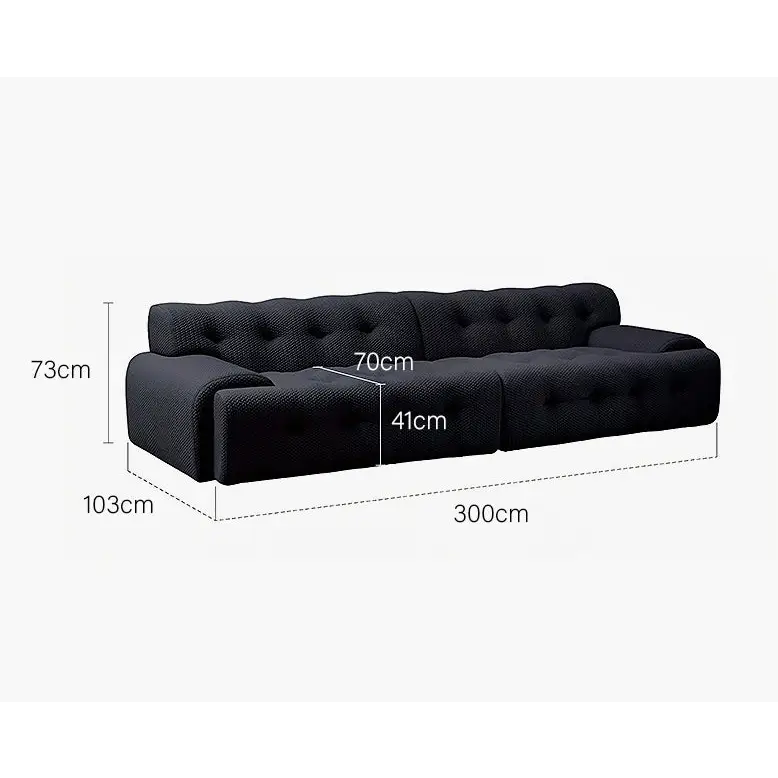 Reese Two Seater Sofa Three Seater Sofa Four Seater Sofa 3D Knitted Fabric - 300cm / Black - sofa