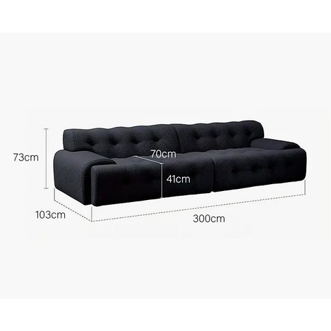 Reese Two Seater Sofa Three Seater Sofa Four Seater Sofa 3D Knitted Fabric - 300cm / Black - sofa