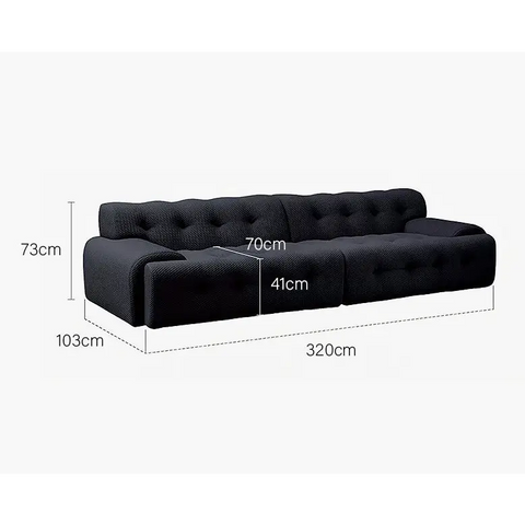 Reese Two Seater Sofa Three Seater Sofa Four Seater Sofa 3D Knitted Fabric - 320cm / Black - sofa