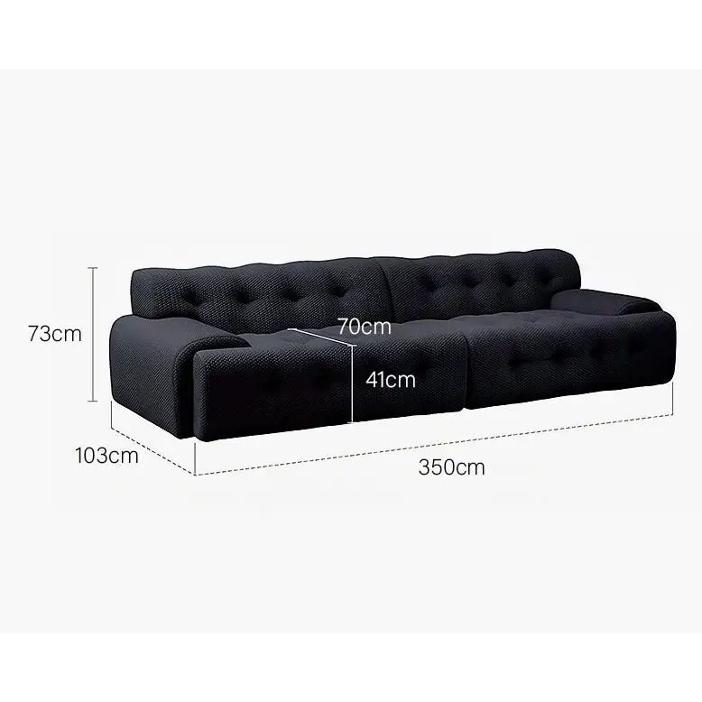 Reese Two Seater Sofa Three Seater Sofa Four Seater Sofa 3D Knitted Fabric - 350cm / Black - sofa