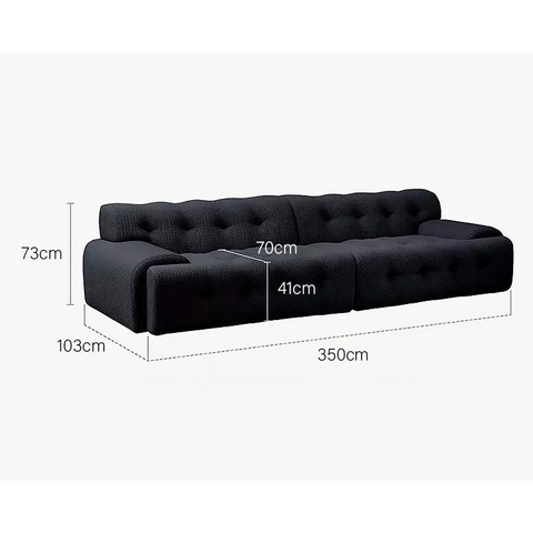 Reese Two Seater Sofa Three Seater Sofa Four Seater Sofa 3D Knitted Fabric - 350cm / Black - sofa