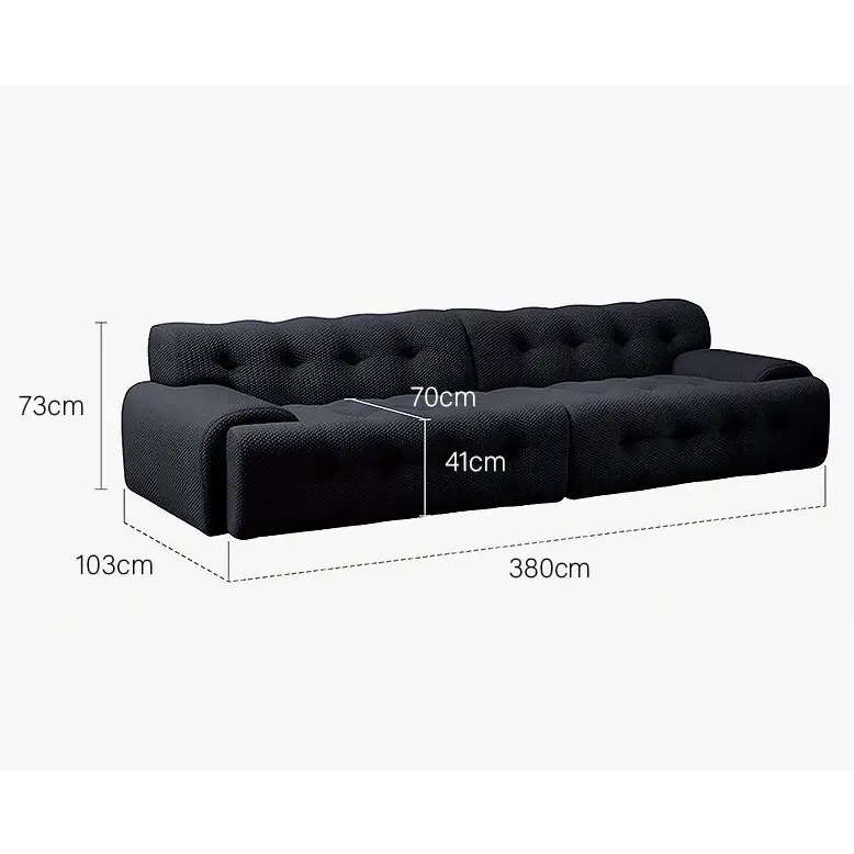 Reese Two Seater Sofa Three Seater Sofa Four Seater Sofa 3D Knitted Fabric - 380cm / Black - sofa