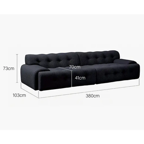 Reese Two Seater Sofa Three Seater Sofa Four Seater Sofa 3D Knitted Fabric - 380cm / Black - sofa
