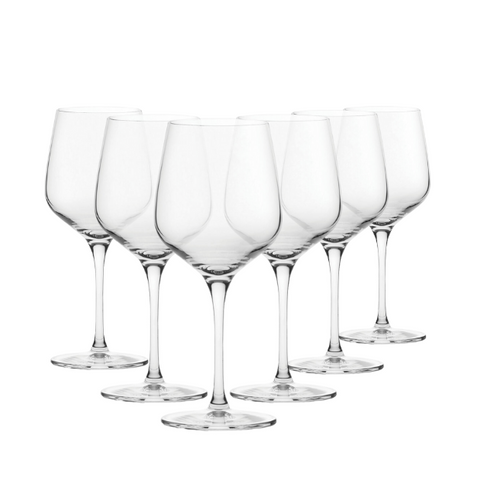 Clear crystal refine all purpose glasses set of 6 with slender stems and elegant slightly flared bowls 440ml