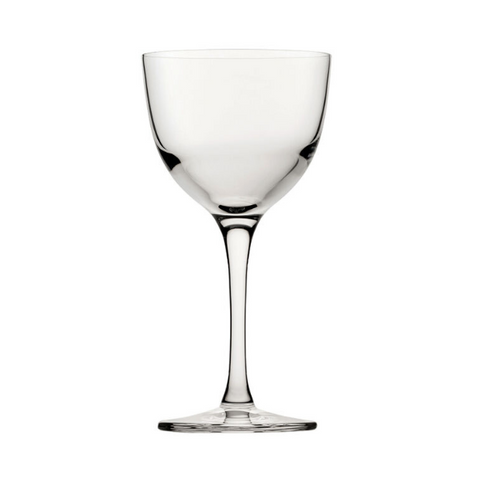 Clear glass refine nick nickora wine goblet with slender stem and circular base set of 6 170ml