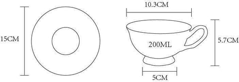A white regal bloom bone china teacup and saucer with 10.3cm width cup and 15cm diameter saucer