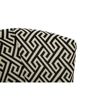Regent park greek key design round accent chair with bold black and white geometric fabric upholstery