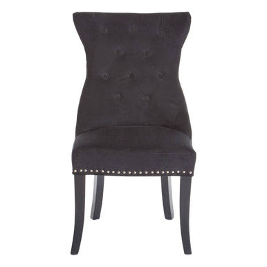 Regents park black cotton velvet dining chair with tufted back and nailhead trim perfect for dining rooms
