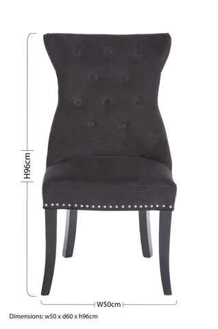 Regents park black cotton velvet dining chair with tufted back and silver nailhead trim for stylish dining