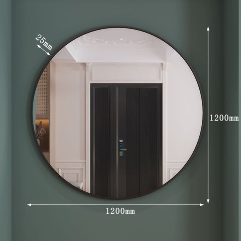 Rei - Extra Large Round Black Metal Circle Mirror - 120cm x 120cm