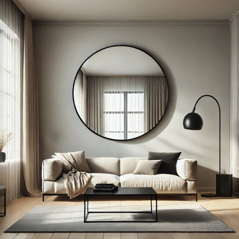Rei - Extra Large Round Black Metal Circle Mirror - 120cm x 120cm