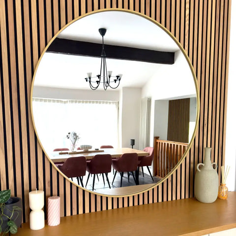 Rei - Extra Large Round Gold Metal Circle Mirror - 120cm x 120cm - Mirror