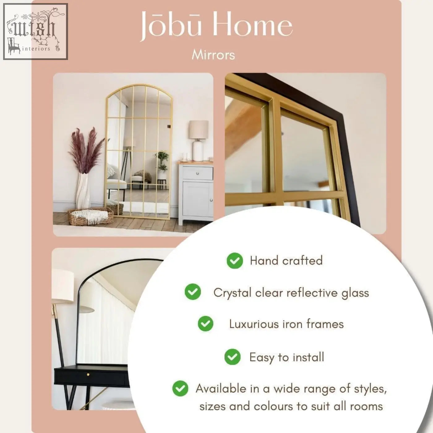 Rei 150cm gold extra large round mirror with satin gold metal frame and crystal clear reflective glass