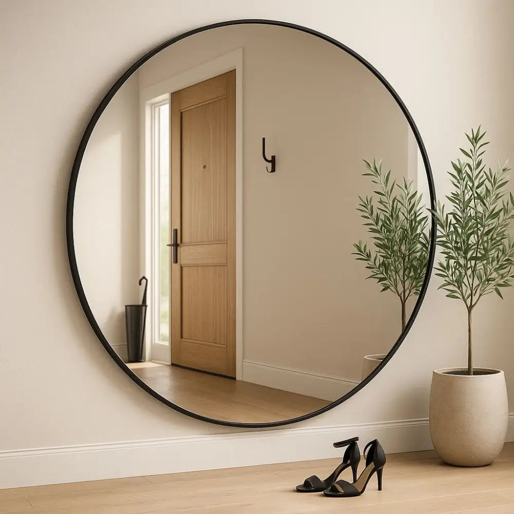 Rei - Large Round Black Metal Circle Mirror - 180cm x 180cm - Mirror