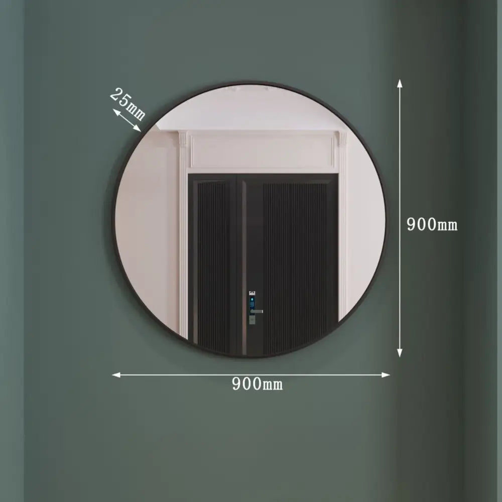 Rei - Large Round Black Metal Circle Mirror - 90cm x 90cm - Mirror