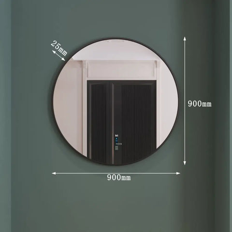 Rei - Large Round Black Metal Circle Mirror - 90cm x 90cm - Mirror