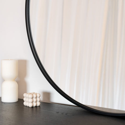 Rei - Large Round Black Metal Circle Mirror - 90cm x 90cm