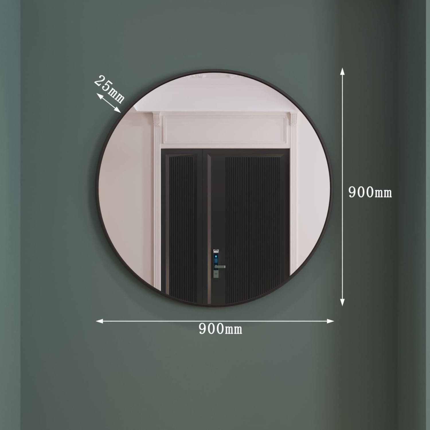 Rei - Large Round Black Metal Circle Mirror - 90cm x 90cm