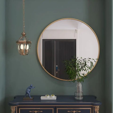 Rei - Large Round Gold Metal Circle Mirror - 90cm x 90cm - Mirror