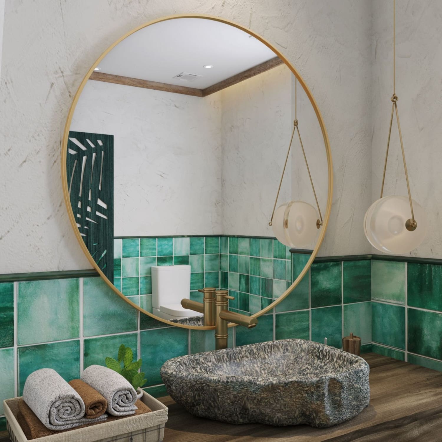 Rei - Large Round Gold Metal Circle Mirror - 90cm x 90cm