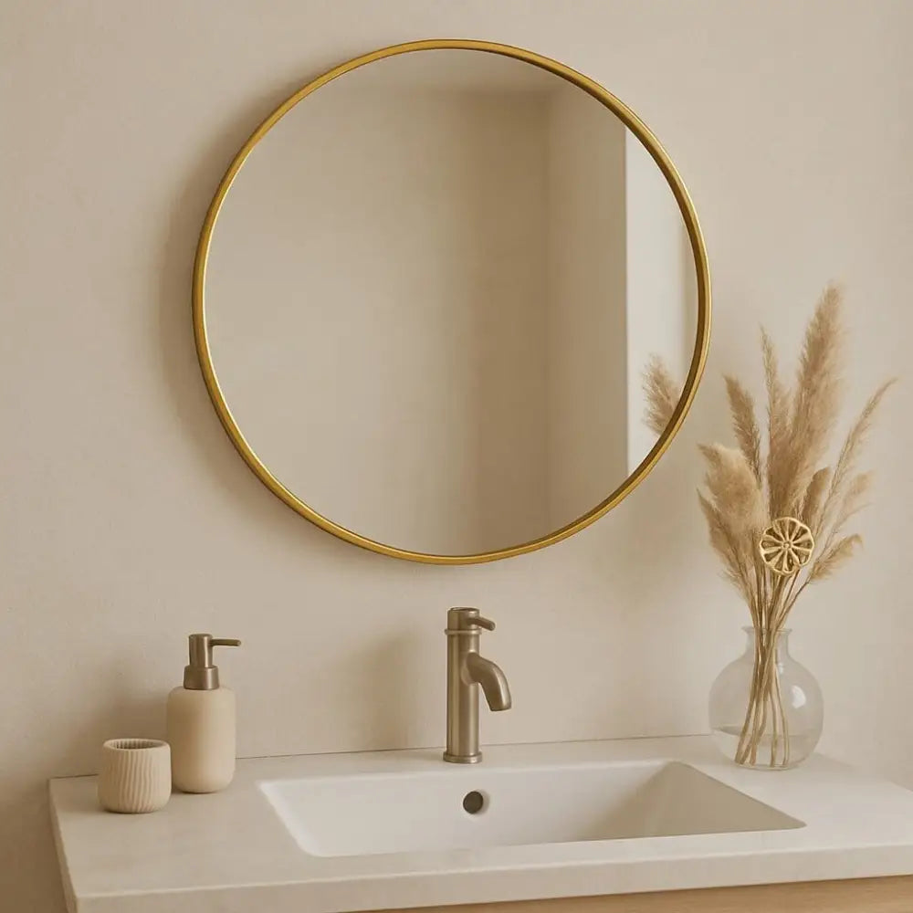 Rei - Round Gold Metal Circle Mirror - 50cm x 50cm - Mirror