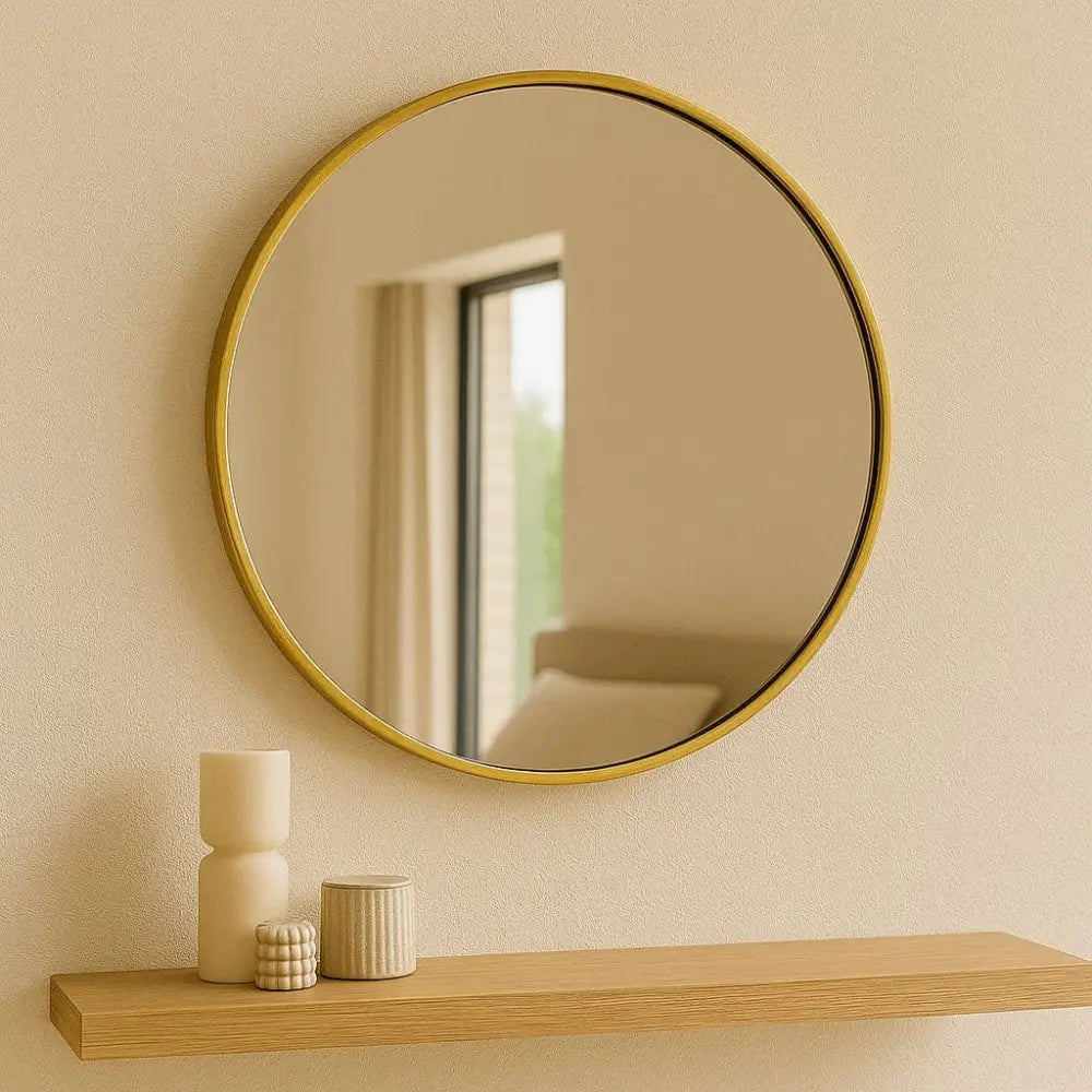 Rei - Round Gold Metal Circle Mirror - 50cm x 50cm - Mirror