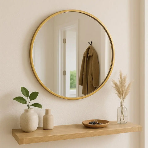 Rei - Round Gold Metal Circle Mirror - 50cm x 50cm - Mirror