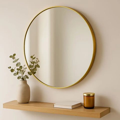 Rei - Round Gold Metal Circle Mirror - 70cm x 70cm - Mirror