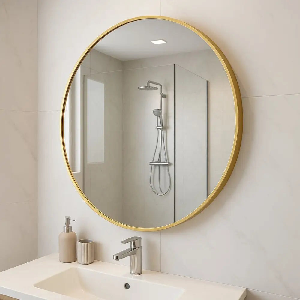 Rei - Round Gold Metal Circle Mirror - 70cm x 70cm - Mirror