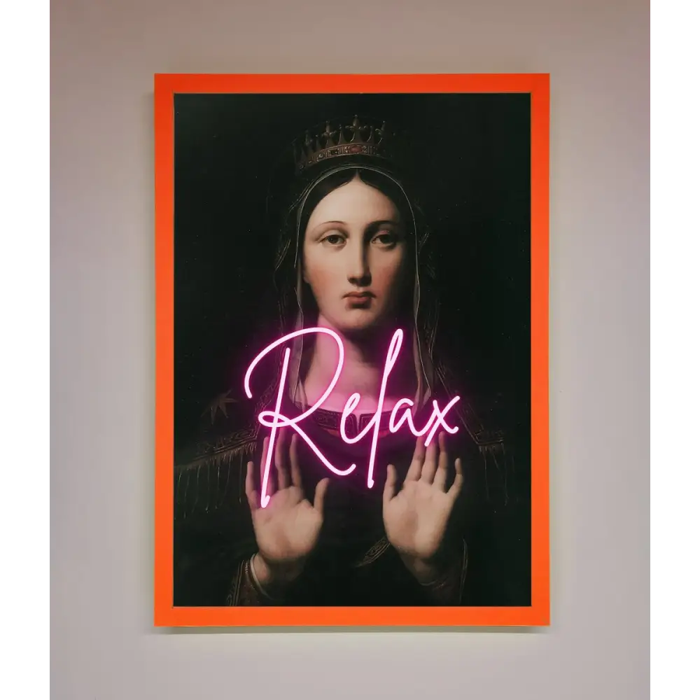 Relax Mate Framed Wall Art - A3 (29.7 x 42 cm) / Neon Orange - Framed Print