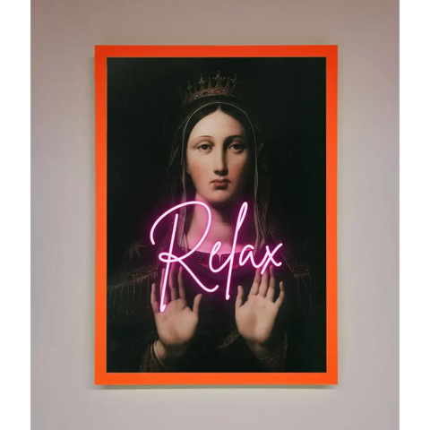 Relax Mate Framed Wall Art - A3 (29.7 x 42 cm) / Neon Orange - Framed Print