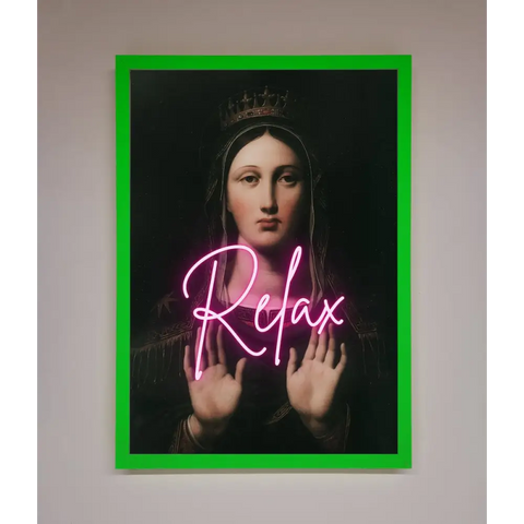 Relax Mate Framed Wall Art - B0 (100 x 141 cm) / Neon Dark Green - Framed Print