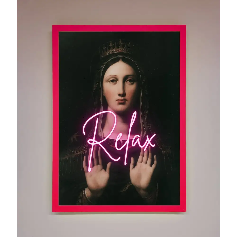 Relax Mate Framed Wall Art - B0 (100 x 141 cm) / Neon Pink - Framed Print