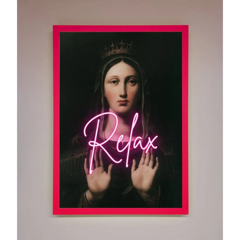 Relax Mate Framed Wall Art - B0 (100 x 141 cm) / Neon Pink - Framed Print