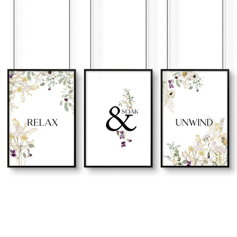 Relax Soak unwind wall art | Set of 3 art prints