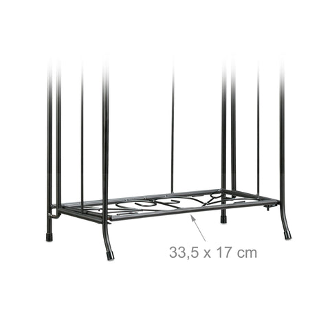 Black relaxdays metal flower stand with decorative scrollwork base for potted plants and balcony decor