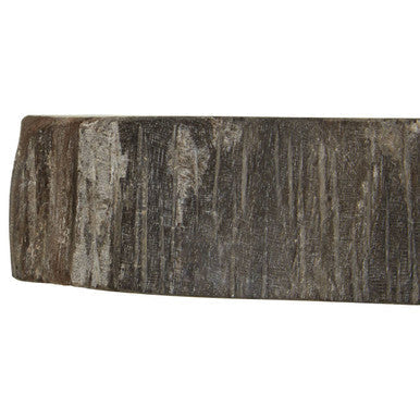 Dark gray textured wooden plank with rustic finish for relic petrified wood tealight holder base material