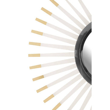 Remo wall mirror with black frame and slender white rays tipped in gold adds style to any clear wall mirror setup
