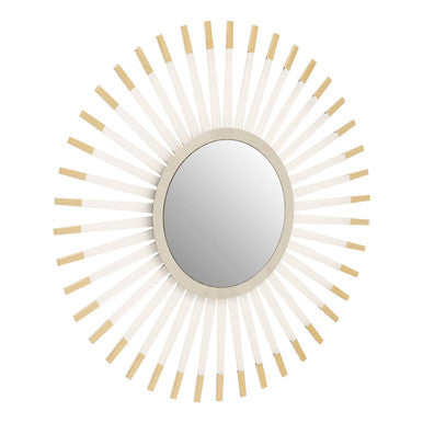 Remo wall mirror with sunburst design featuring white and gold-toned slats perfect for a clear wall mirror look