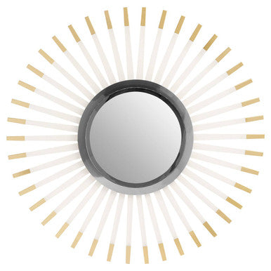 Remo wall mirror with sleek black frame and gold-tipped white sticks for a stylish clear wall mirror look