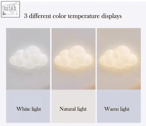 Remote control cloud wall lamp led with adjustable light temperature and three color settings white natural warm light