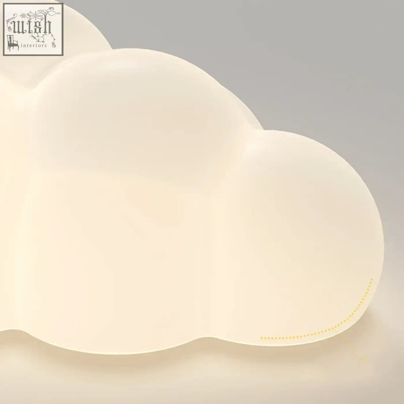 A soft glowing white cloud wall lamp with smooth translucent plastic body and adjustable light temperature features