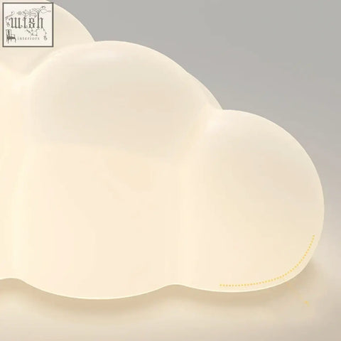 A soft glowing white cloud wall lamp with smooth translucent plastic body and adjustable light temperature features